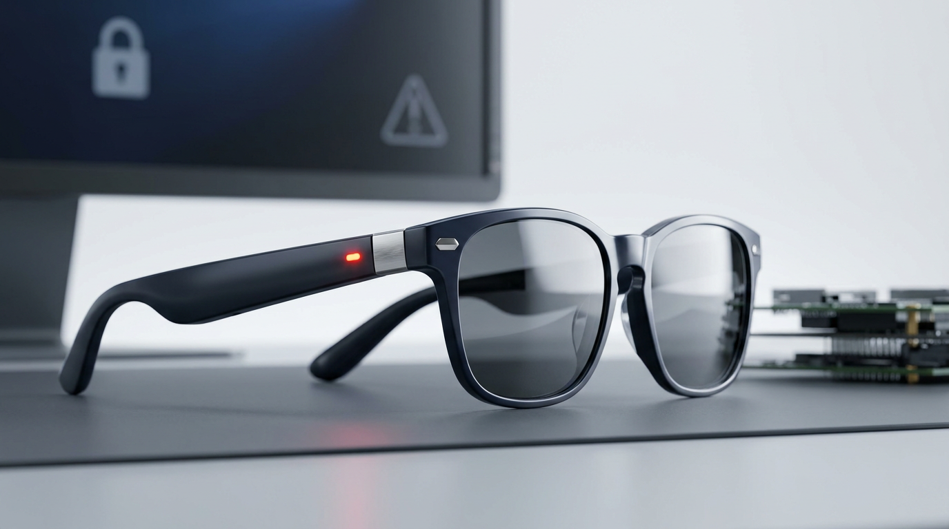 Une personne portant des smart glasses Meta.