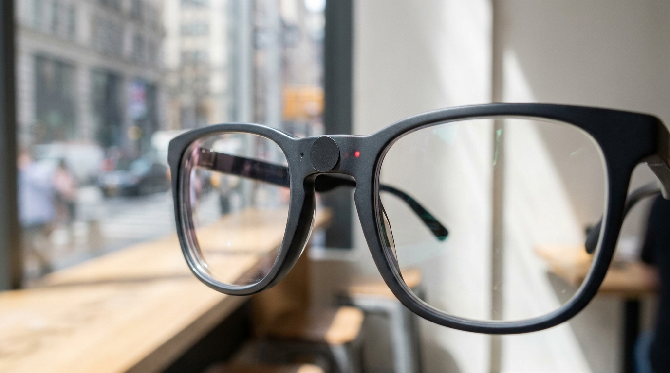 Eine Ray-Ban Meta Brille mit einer Abdeckung auf der LED.