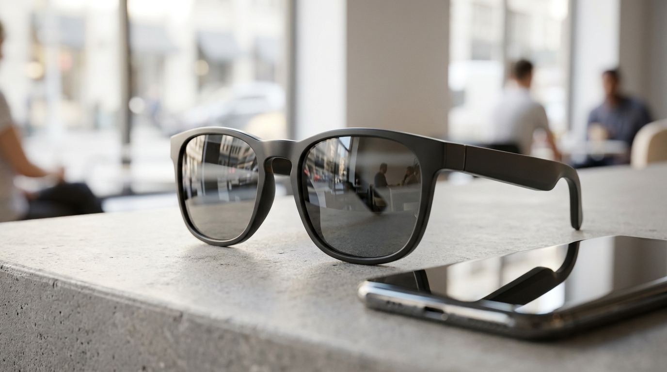 Ein Innenraum eines Meta Lab Stores, der Smart Glasses zur Ansicht und zum Ausprobieren für Besucher zeigt.