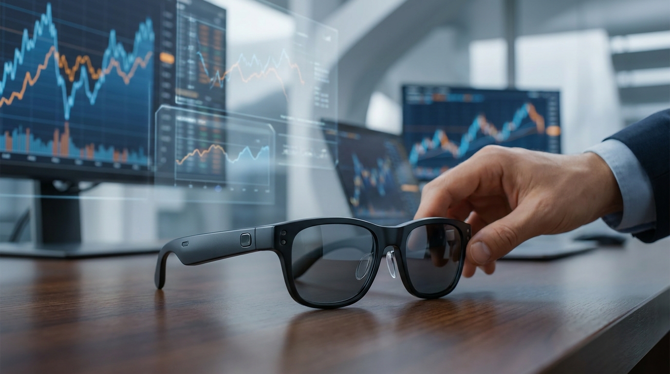 Ray-Ban Meta smart glasses on display at a Meta Connect event.