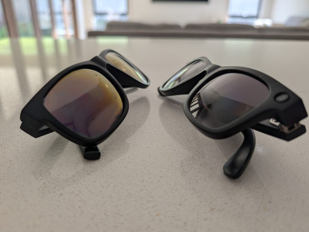 A pair of Ray-Ban Meta Wayfarer Gen 2 smart glasses.